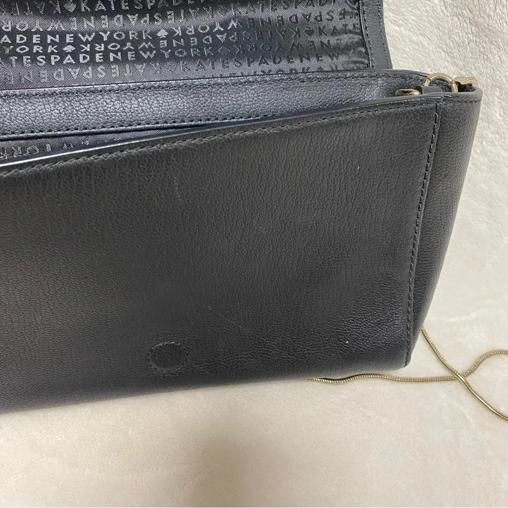 Kate Spade Jill Longacre Couth Black Leather Shoulder‎ Bag Handbag Chain Strap